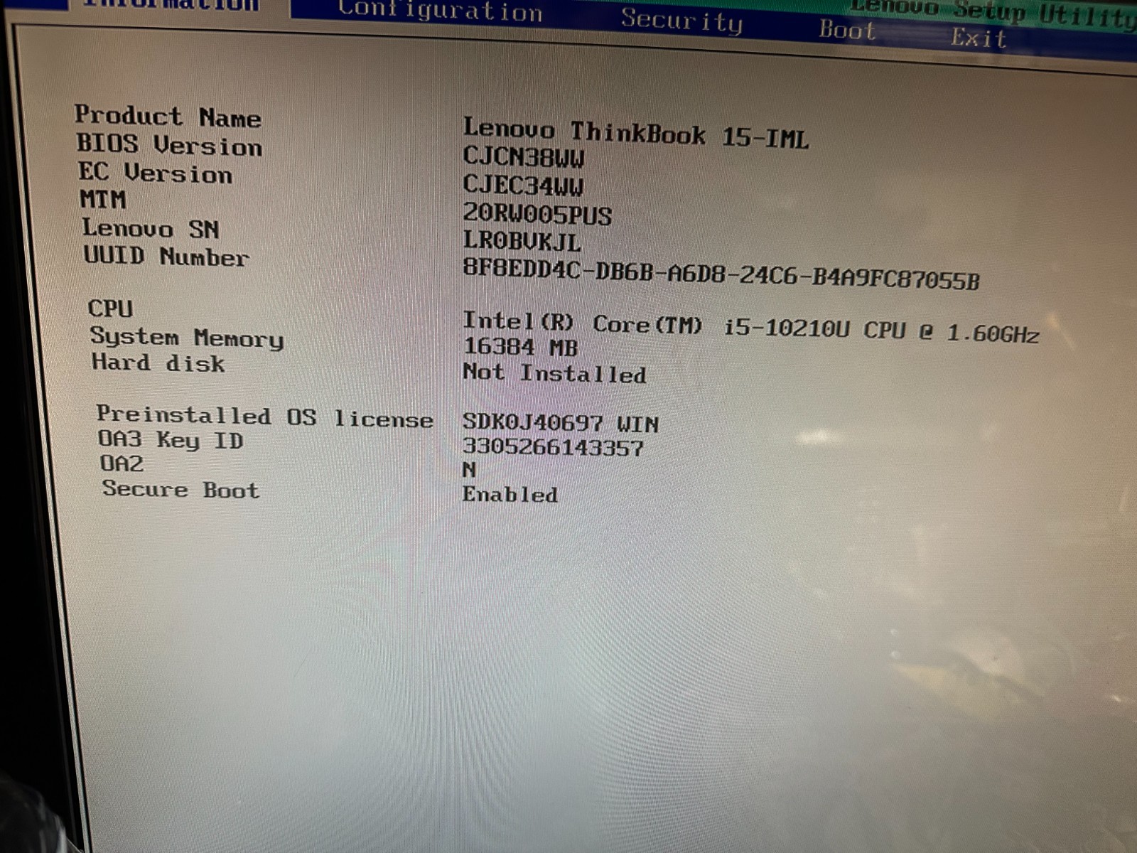 Lenovo ThinkBook 15ML-I Intel i5-10210U 1.6GHz 8GB Motherboard 5B20S43644 Processor product photo 3