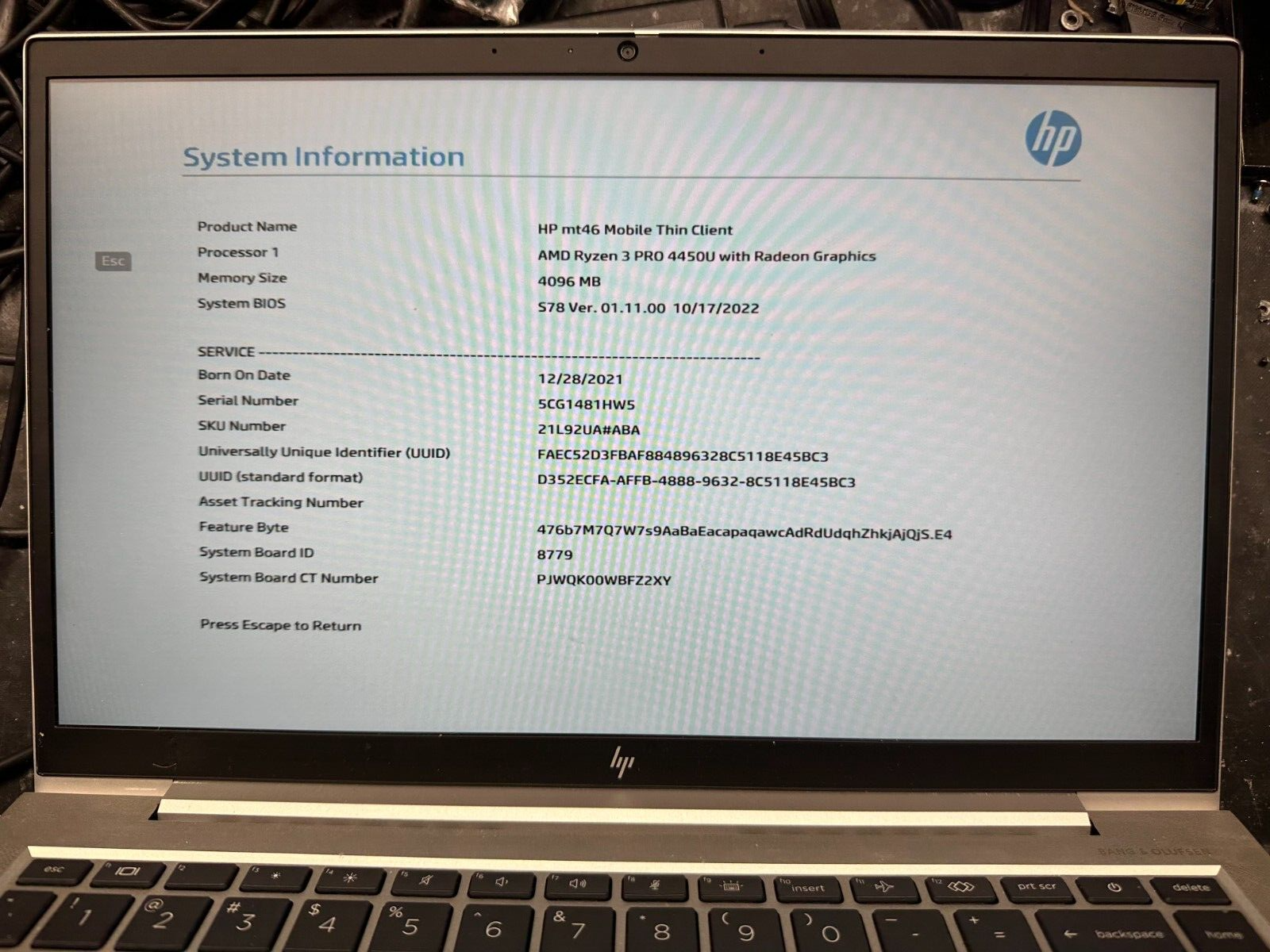 HP mt46 mobile thin client Motherboard AMD Ryzen 3 Pro 4450u w Radeon M16119-601 Processor product photo 3