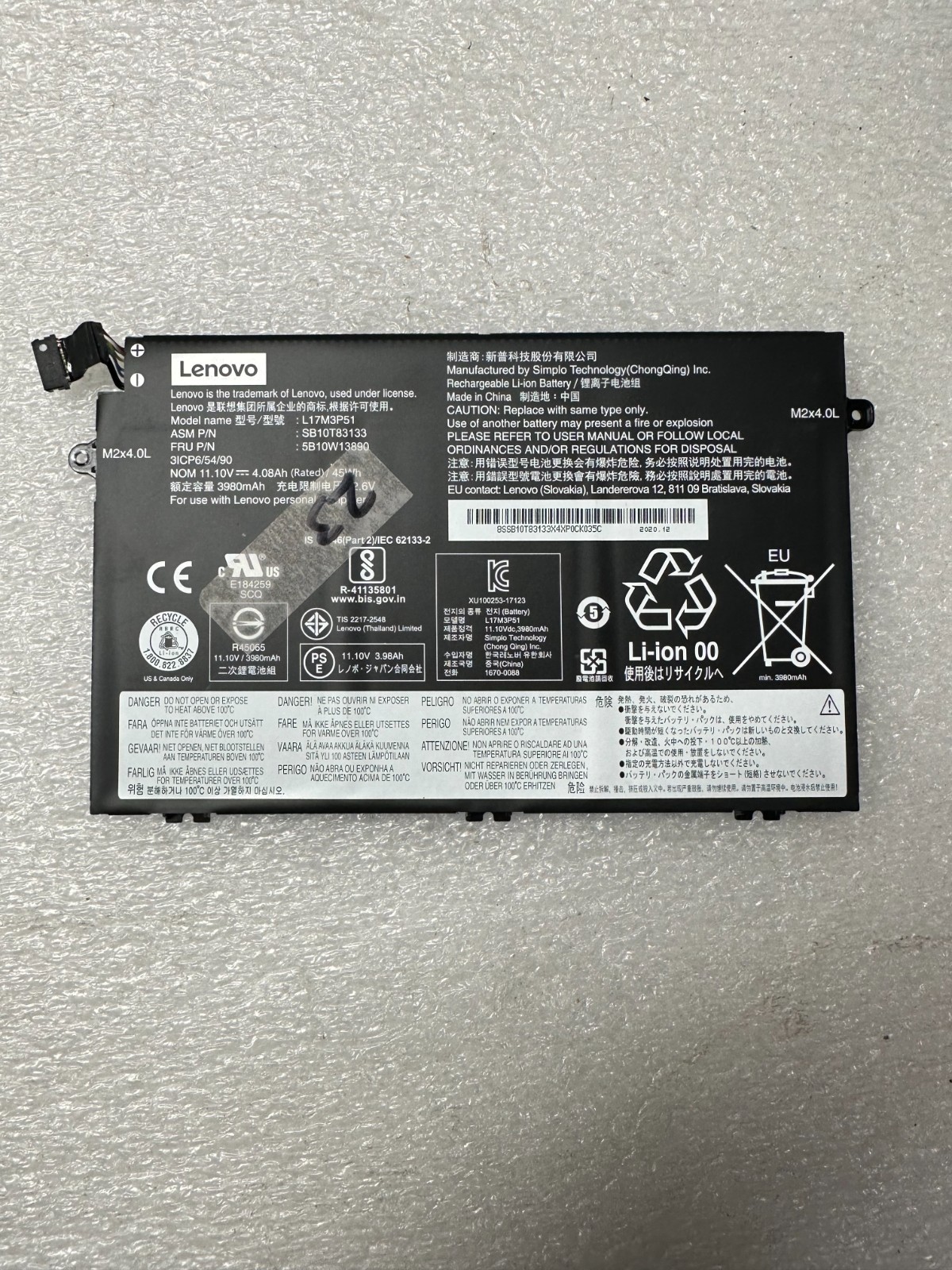 Lenovo 23 cycles -Lenovo Thinkpad E15 20RD 20RE genuine original battery L17M3P51 Laptop Battery product photo 1