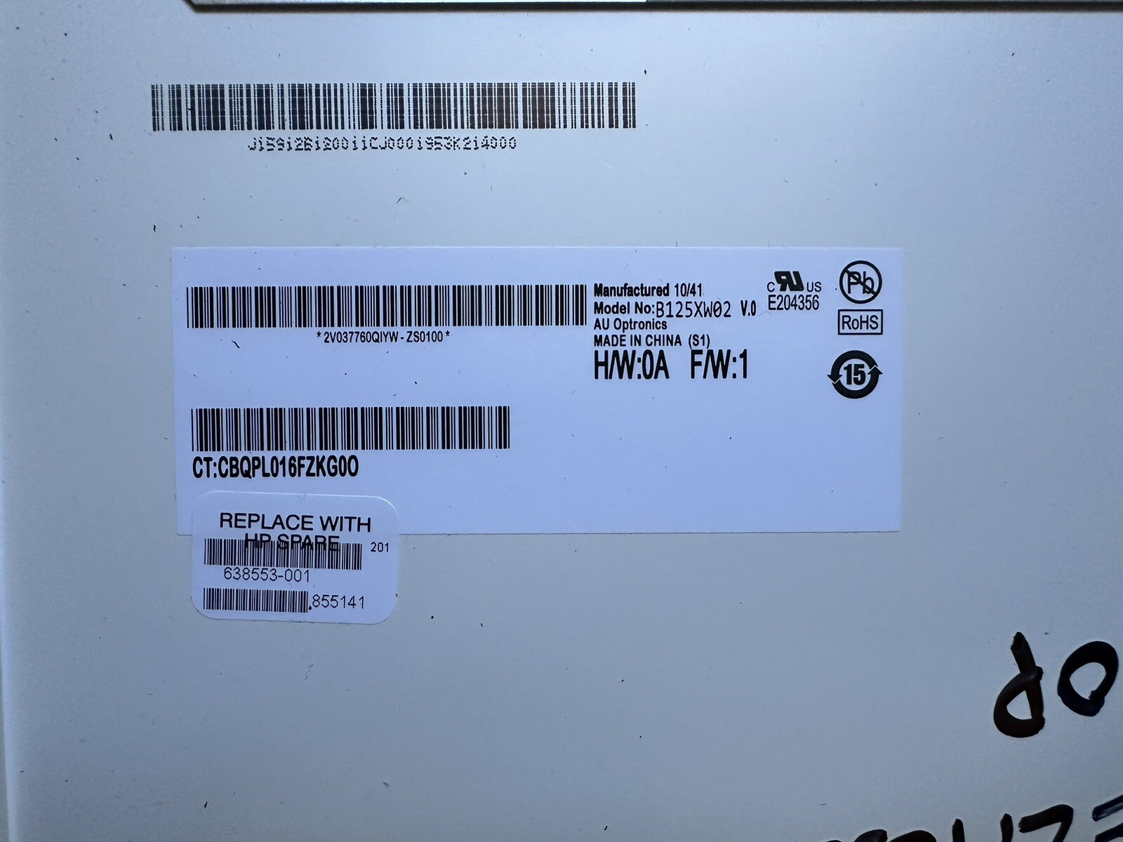 AU Optronics 12.5" Matte HD LCD Laptop Screen Panel B125XW02 V.0 mark on screen product photo 2