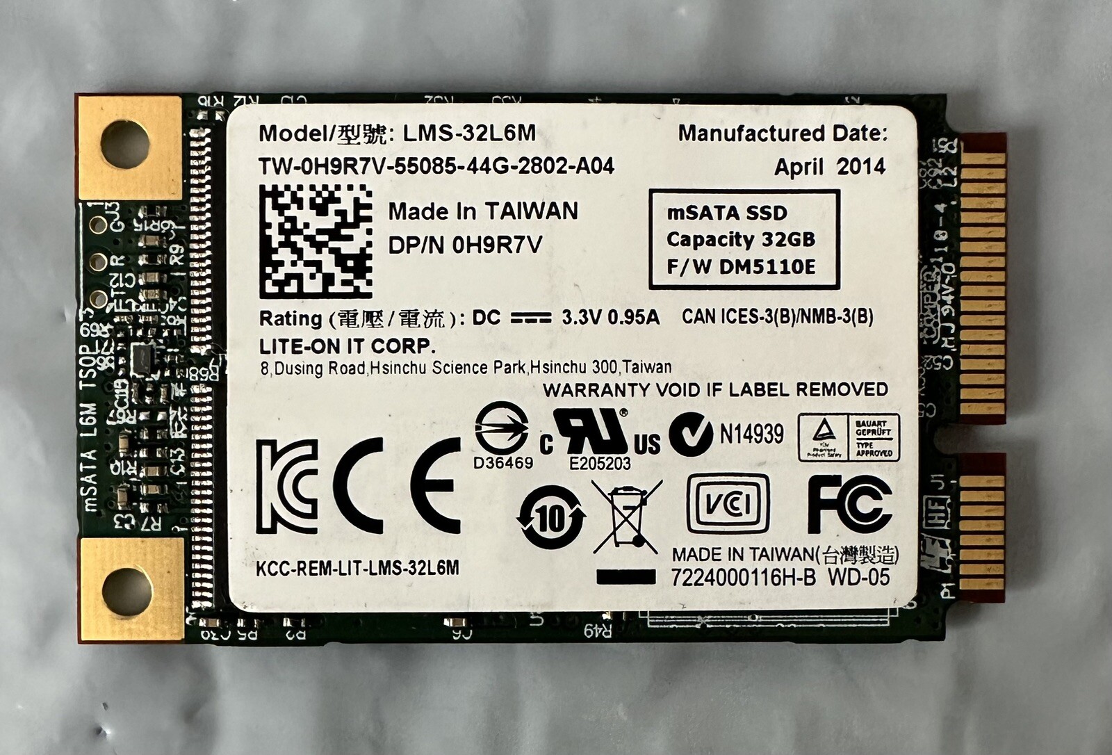 Dell LMS-32L6M PCIe mSATA SSD 32GB LITE-ON IT CORP Drive product photo 1