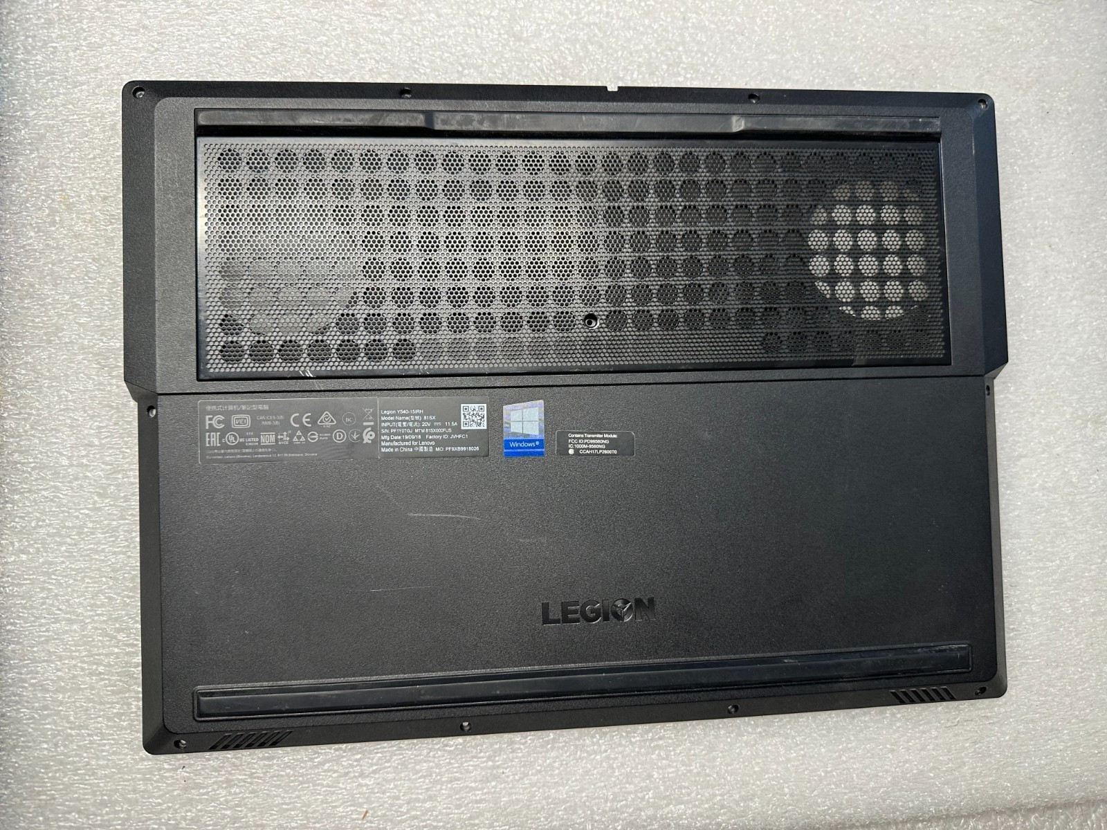 Lenovo Legion y540-15IRH bottom base case cover enclosure 5CB0U42700 Bottom Base Cover product photo 1