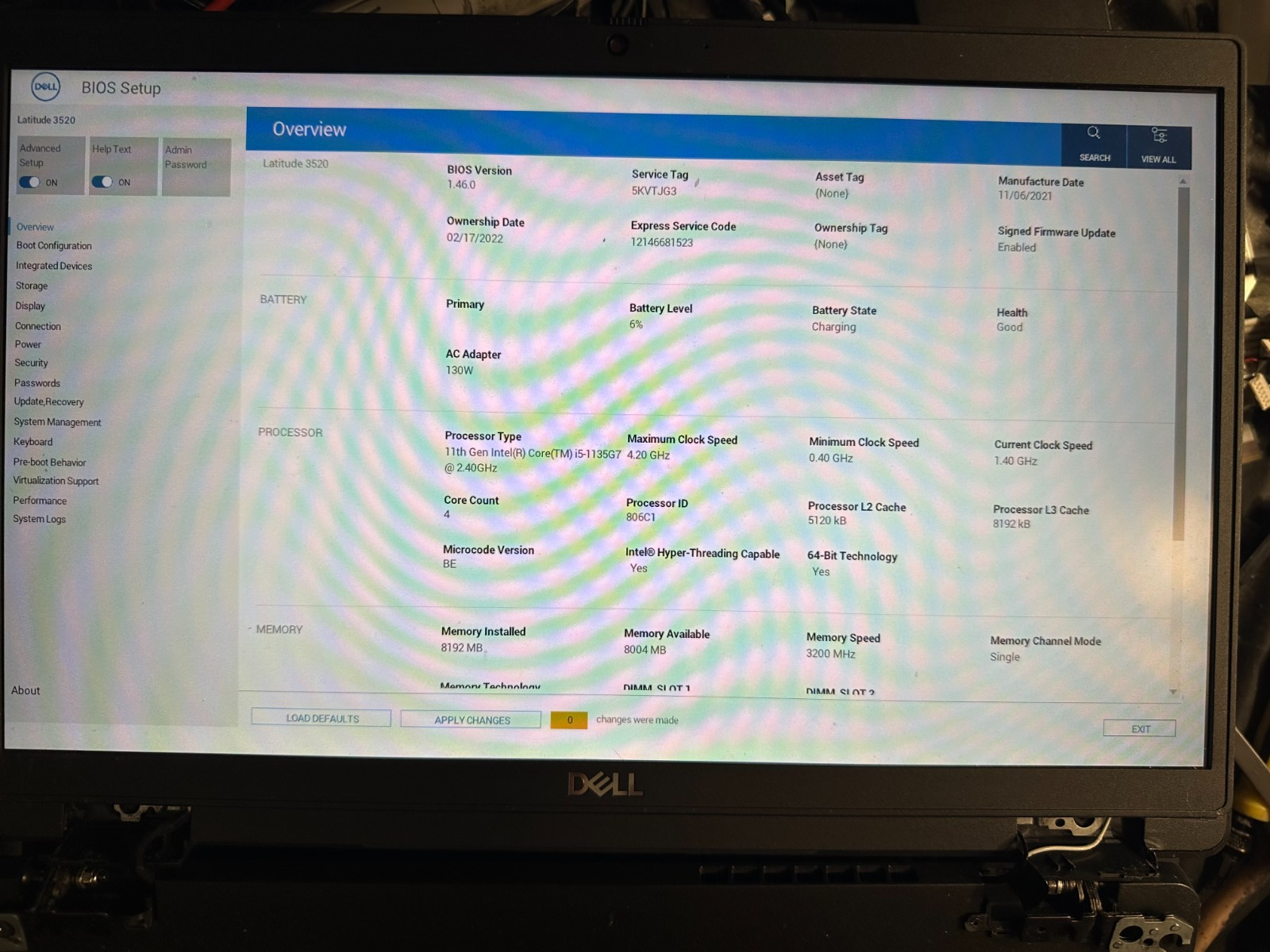 Dell Latitude 3520 Core i5-1135G7 2.40 GHz DDR4 Motherboard 3VVMC Processor product photo 3