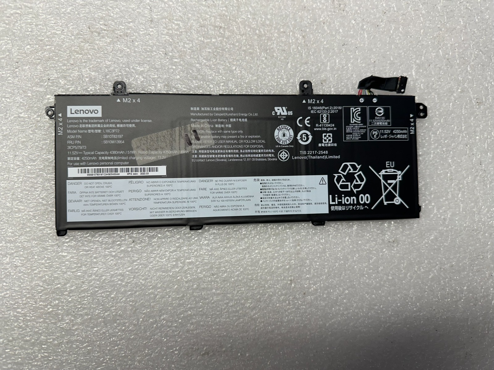 Lenovo 11 cycles -Lenovo Thinkpad T490 genuine original battery L18C3P72 Laptop Battery product photo 1