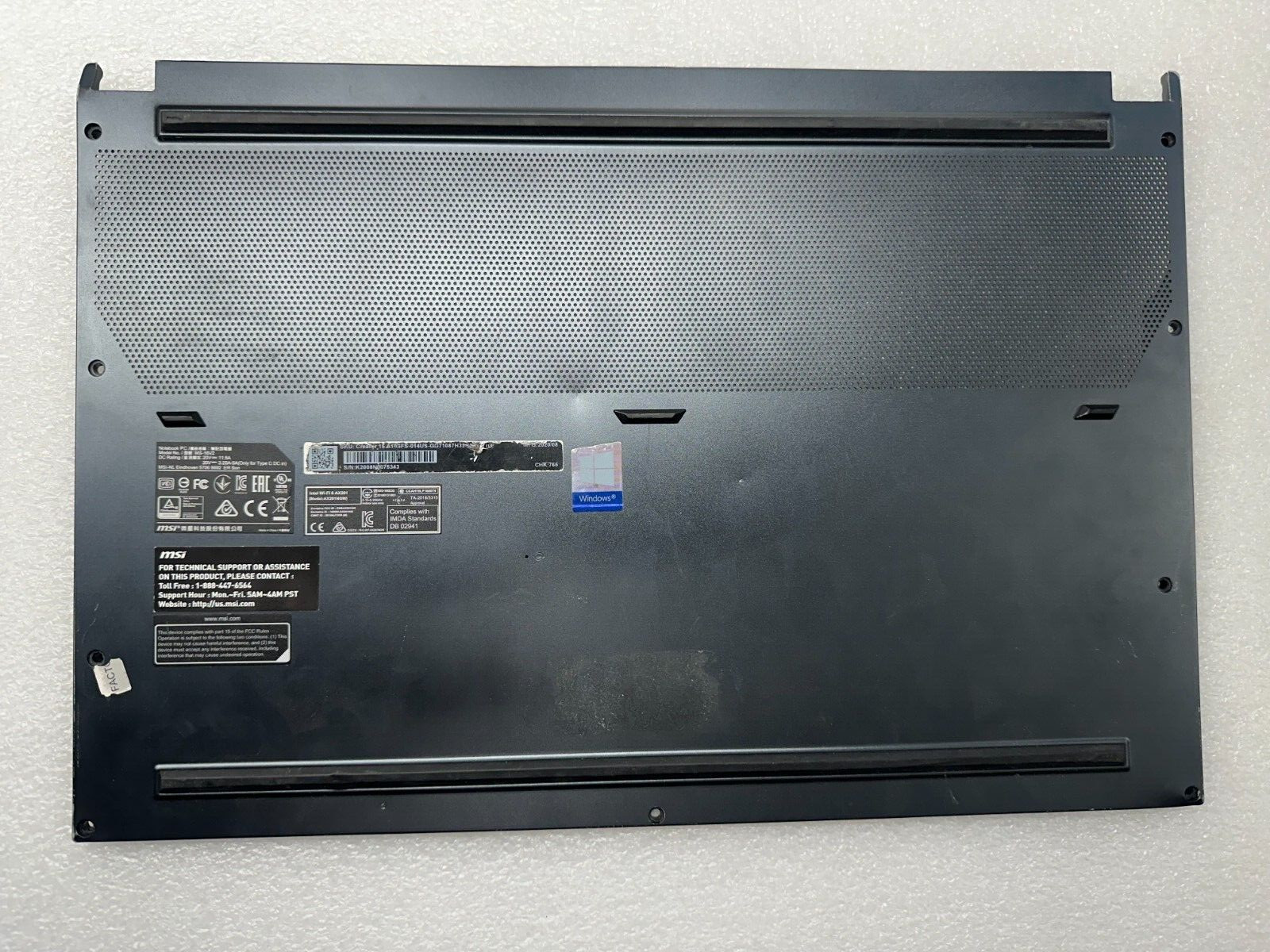 MSI Creator Z16 A11UET bottom base case cover enclosure door Bottom Base Cover 307-5G1D411-SE0 product photo 1