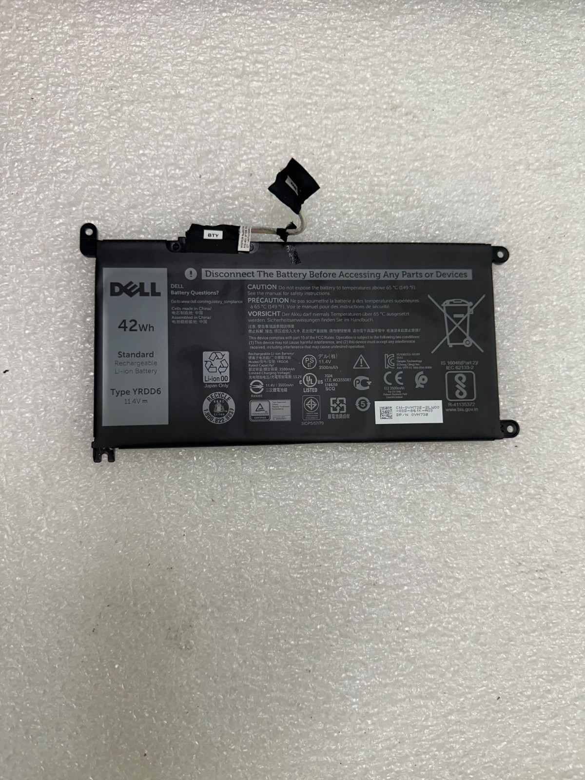 Dell Inspiron 5481 genuine original battery VM732 YRDD6 -Excellent in Dell bios Laptop Battery product photo 1