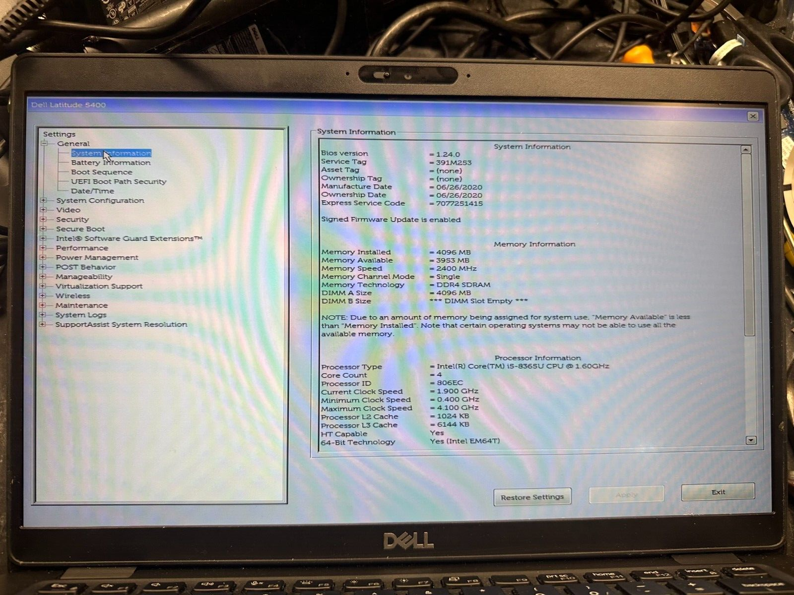 Dell Latitude 5400 i5-8365u Motherboard HJD1J product photo 3