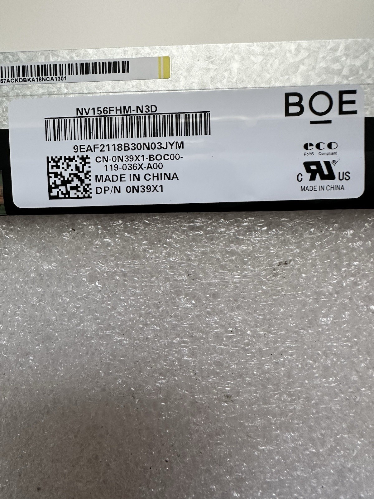 BOE 15.6" FHD LCD Laptop Screen Panel Matte 30Pin Display NV156FHM-N3D, N39X1 product photo 3