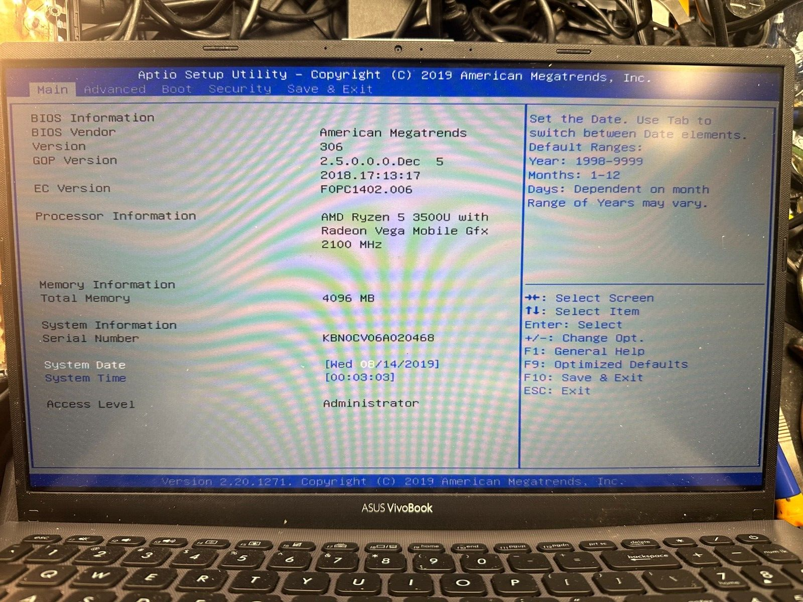 Asus Vivobook F512D 15.6" AMD Ryzen 5 3500U Motherboard 60NB0LZ0-MB2010 Processor product photo 3