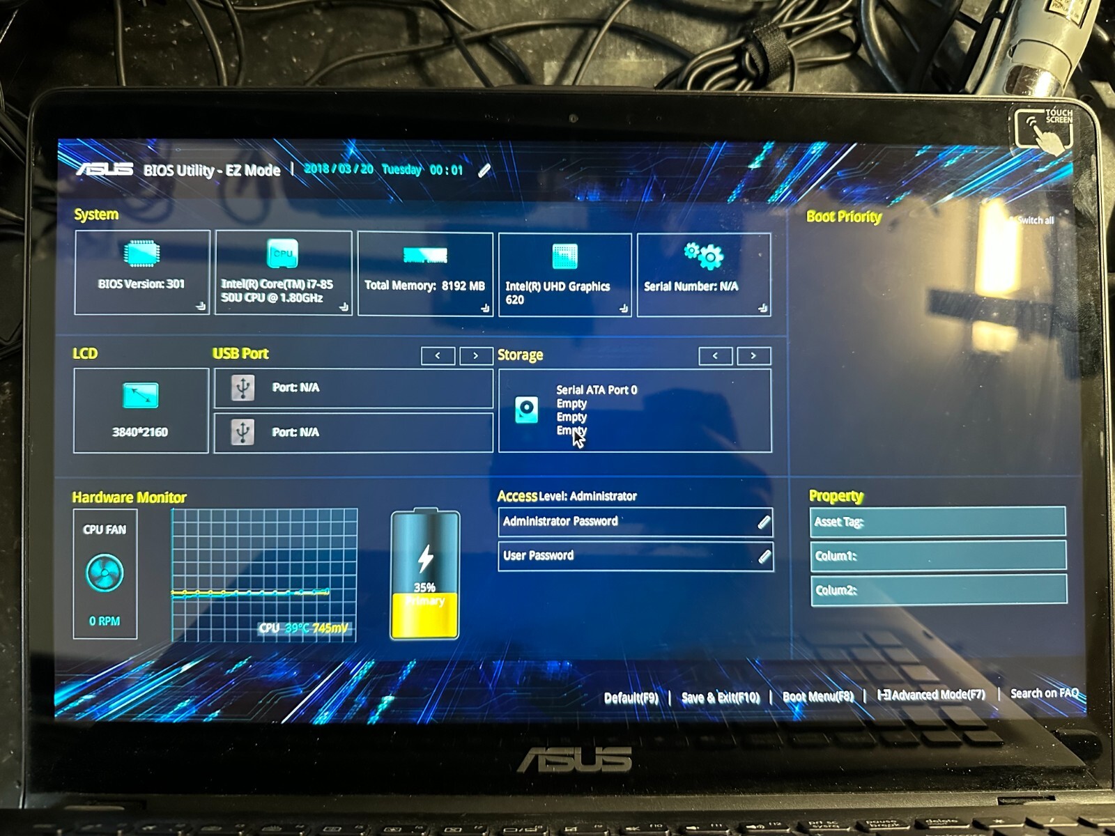 Asus Q535U 15.6" Intel i7-8550U 1.8GHz GTX 1050 8gb Motherboard Processor product photo 3