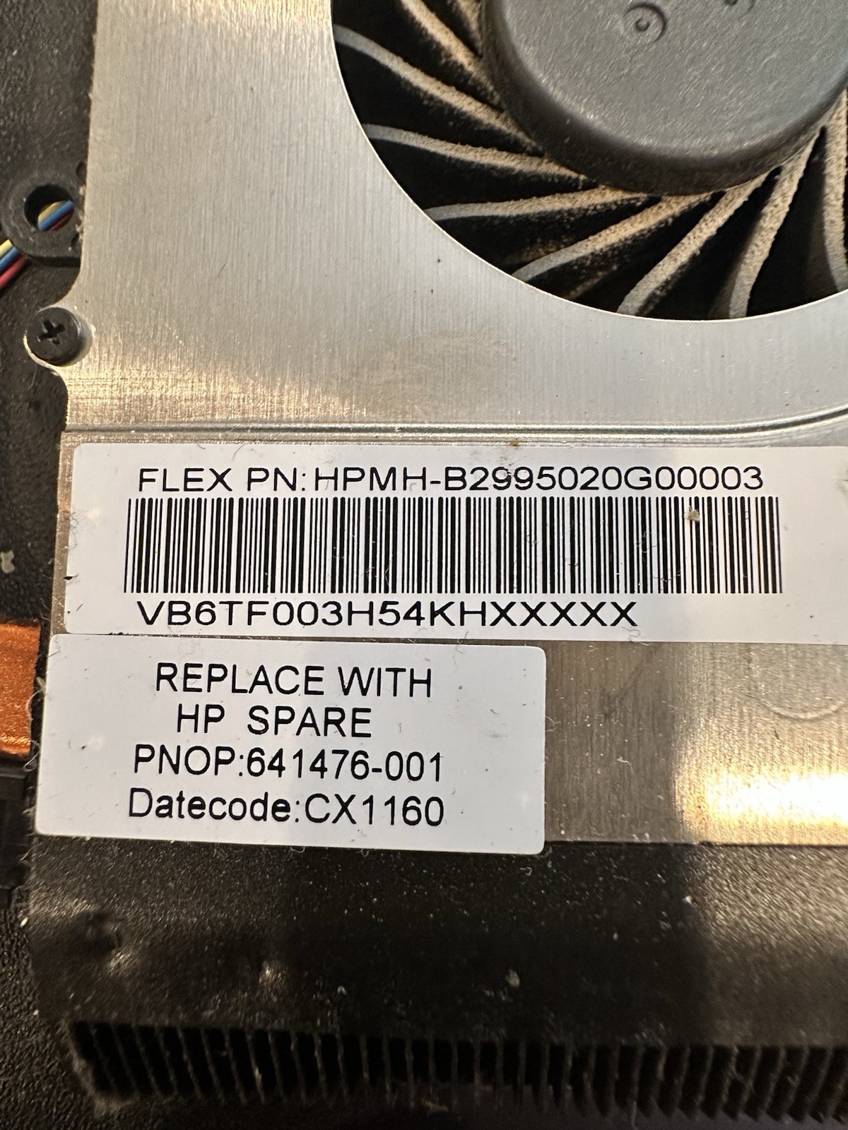 HP Pavilion DV6-6000 DV6-6121he Cooling Fan + Heatsink 641476-001 Processor product photo 3