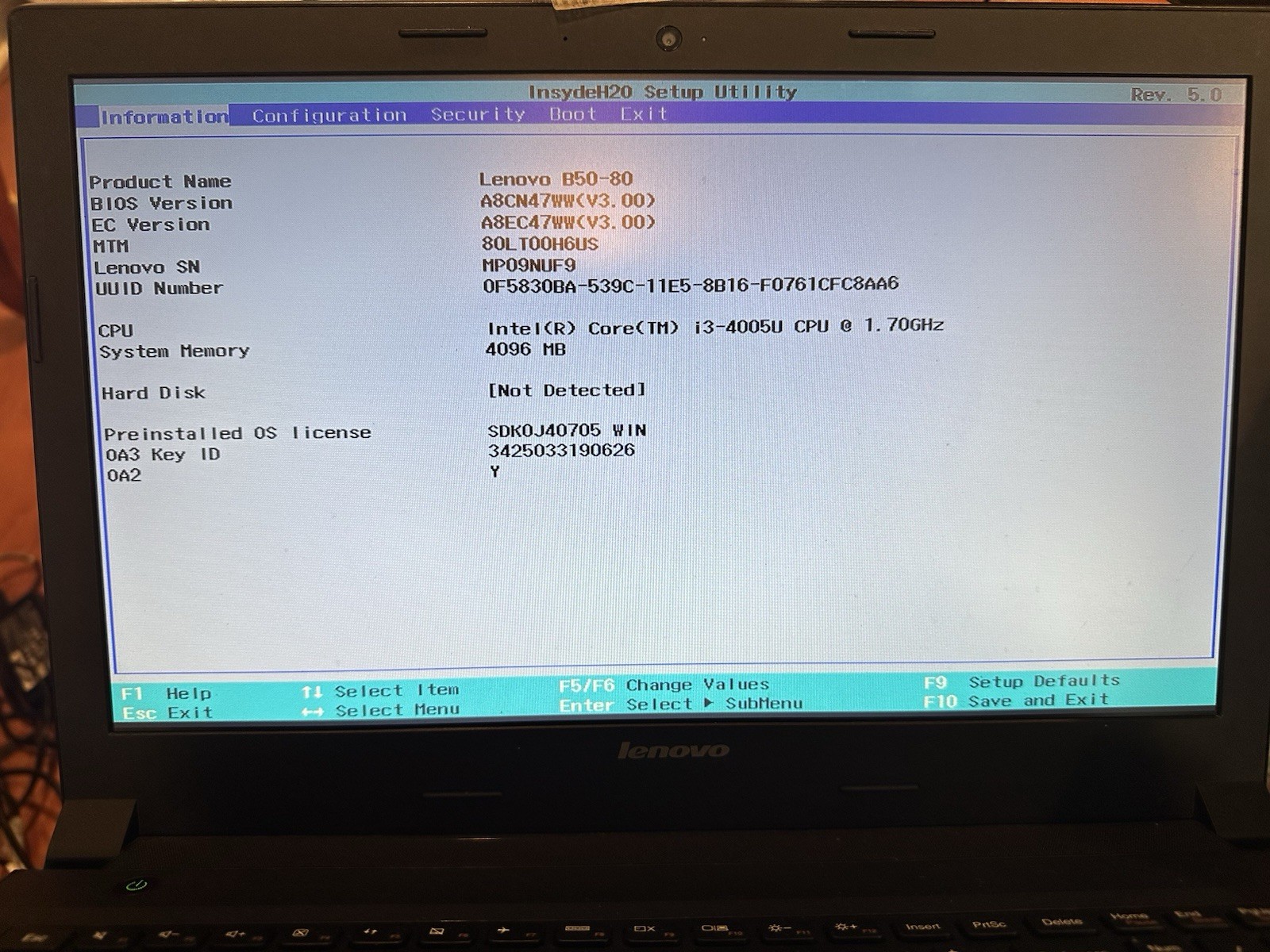 Lenovo B50-80 Motherboard Intel Core i3-4005U 1.7GHz 5B20H75105 Processor product photo 4