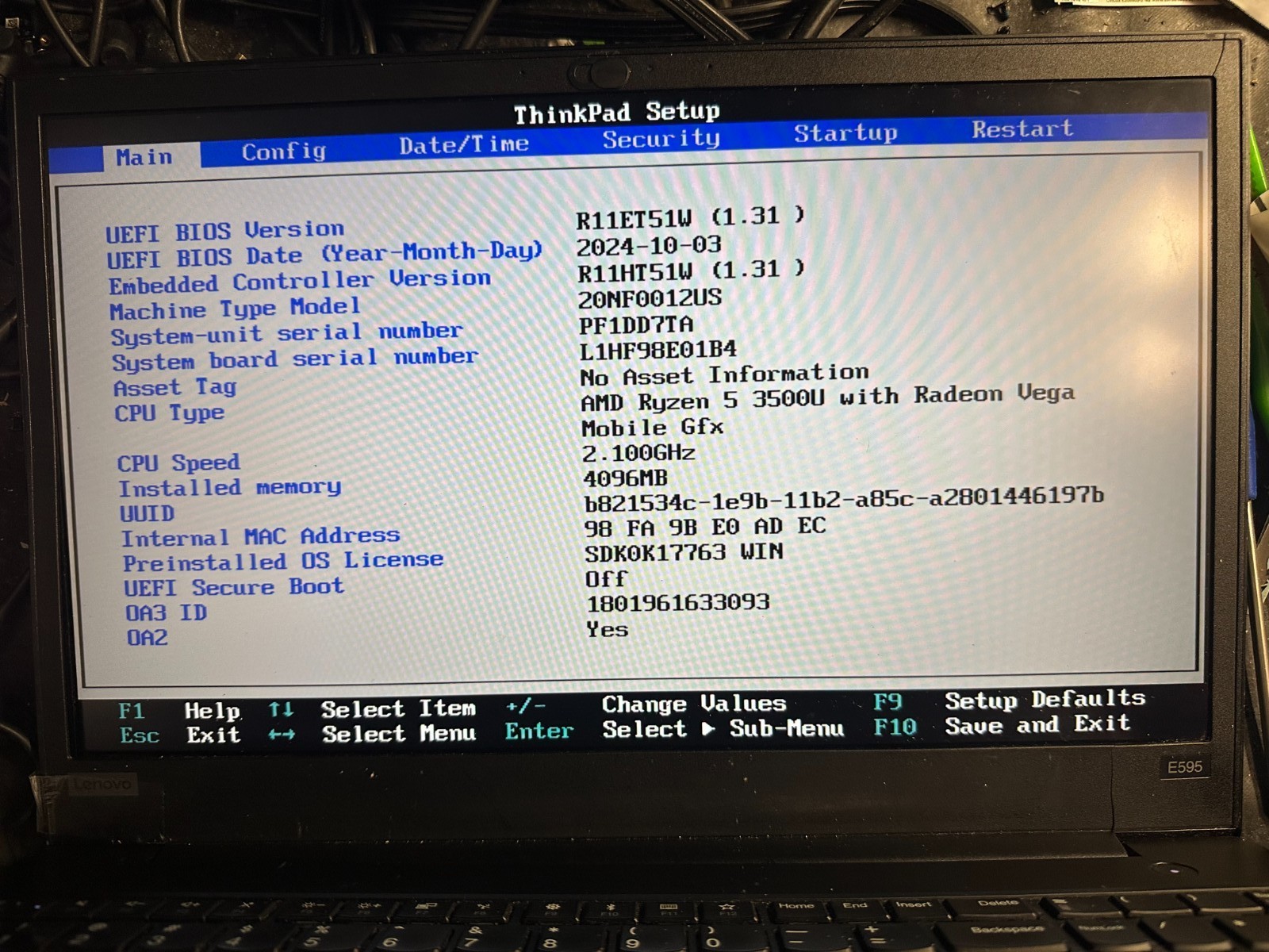 Lenovo ThinkPad E595 AMD Ryzen 5 3500U 2.1GHz DDR4 Motherboard 02DM023 Processor product photo 3