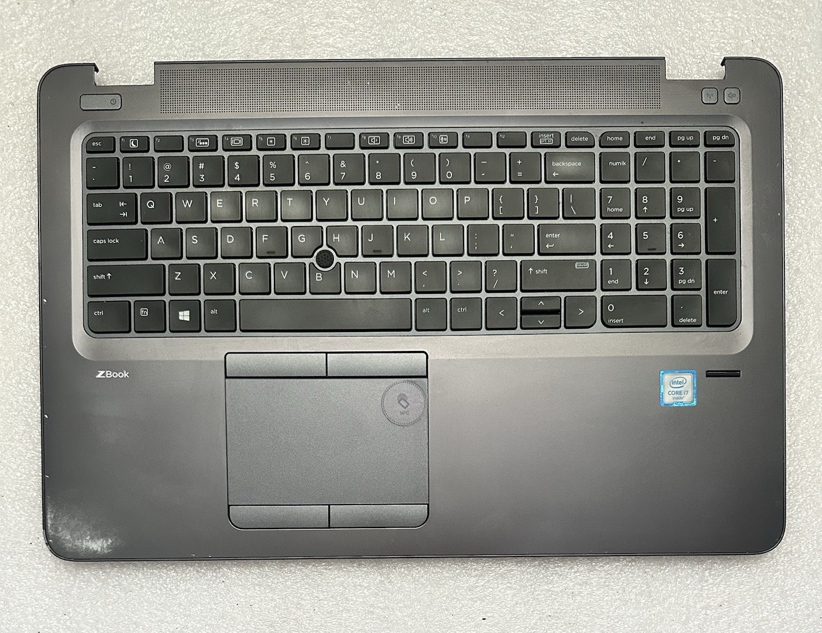 HP ZBook 15U G3 Palmrest Touchpad Fingerprint Reader Keyboard 821155-001, *READ* Palmrest Keyboard Assembly product photo 1