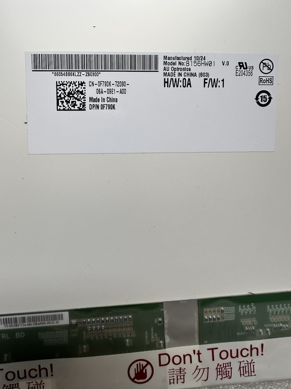 AUO 15.6" F790K Laptop LED LCD Glossy Screen HD Display 30pin B156HW01 V.0, READ Laptop Screen 0F790K product photo 4