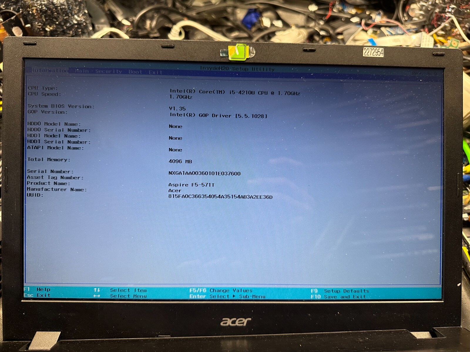 Acer Aspire F5-571T i5-4210u motherboard NBMVH1100F NB.MVH11.00F product photo 3