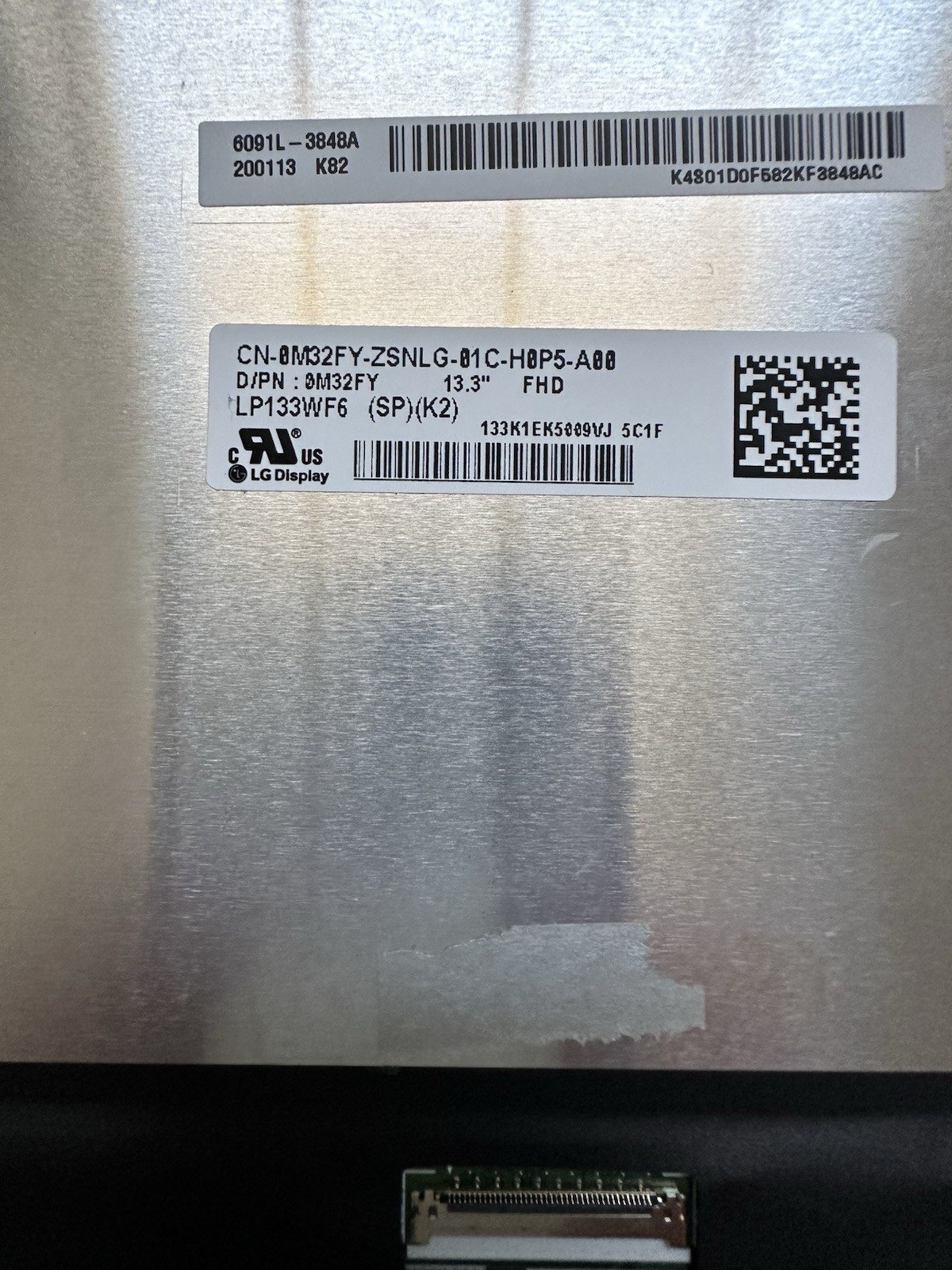 LG Display 13.3” FHD Touch Screen Matte Laptop Panel 30Pin LP133WF6 (SPK2) M32FY Laptop Screen 0M32FY product photo 3
