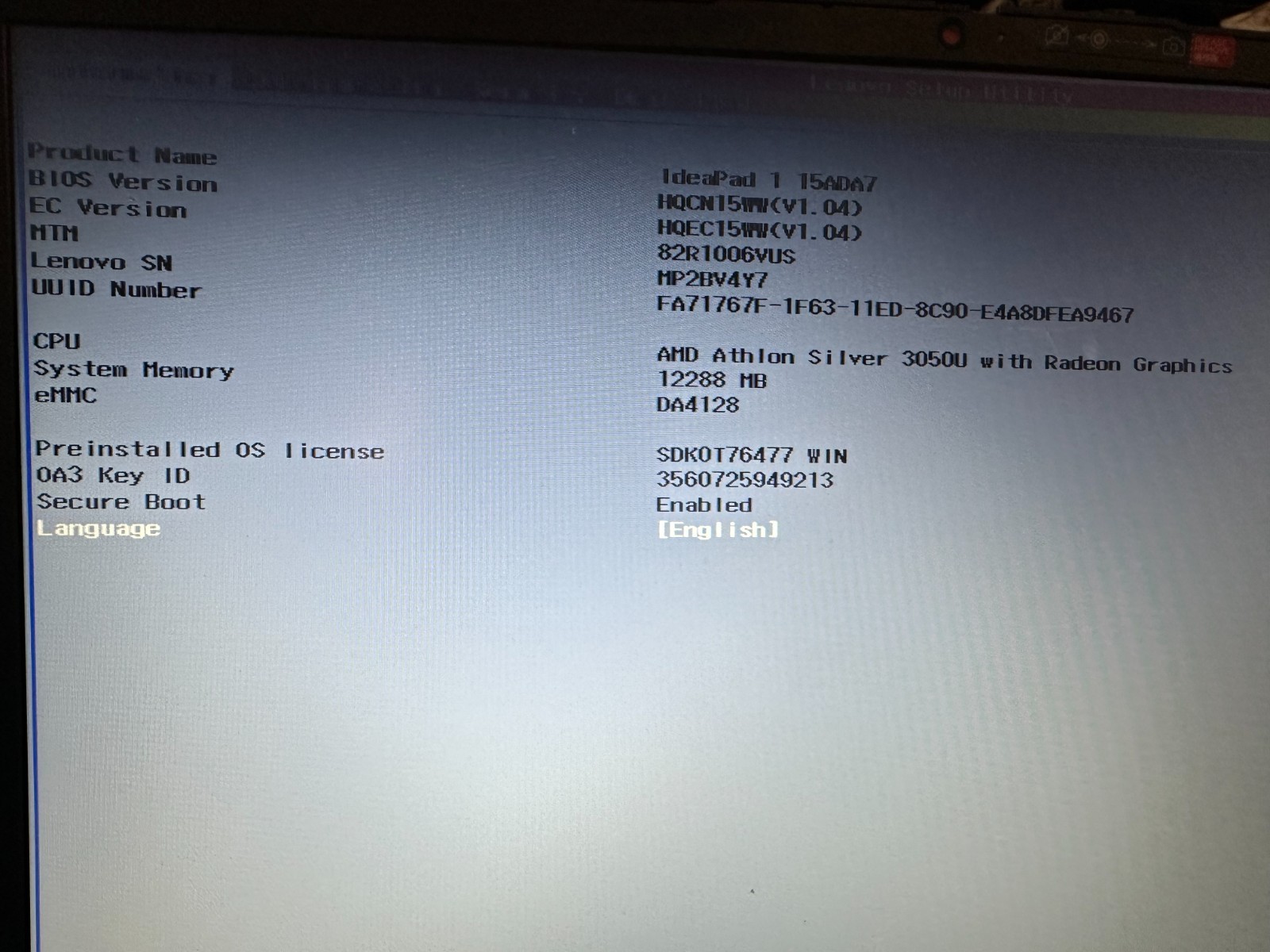 Lenovo Ideapad 1 15ADA7 Motherboard 5B21D69263 Athlon 3050U product photo 3