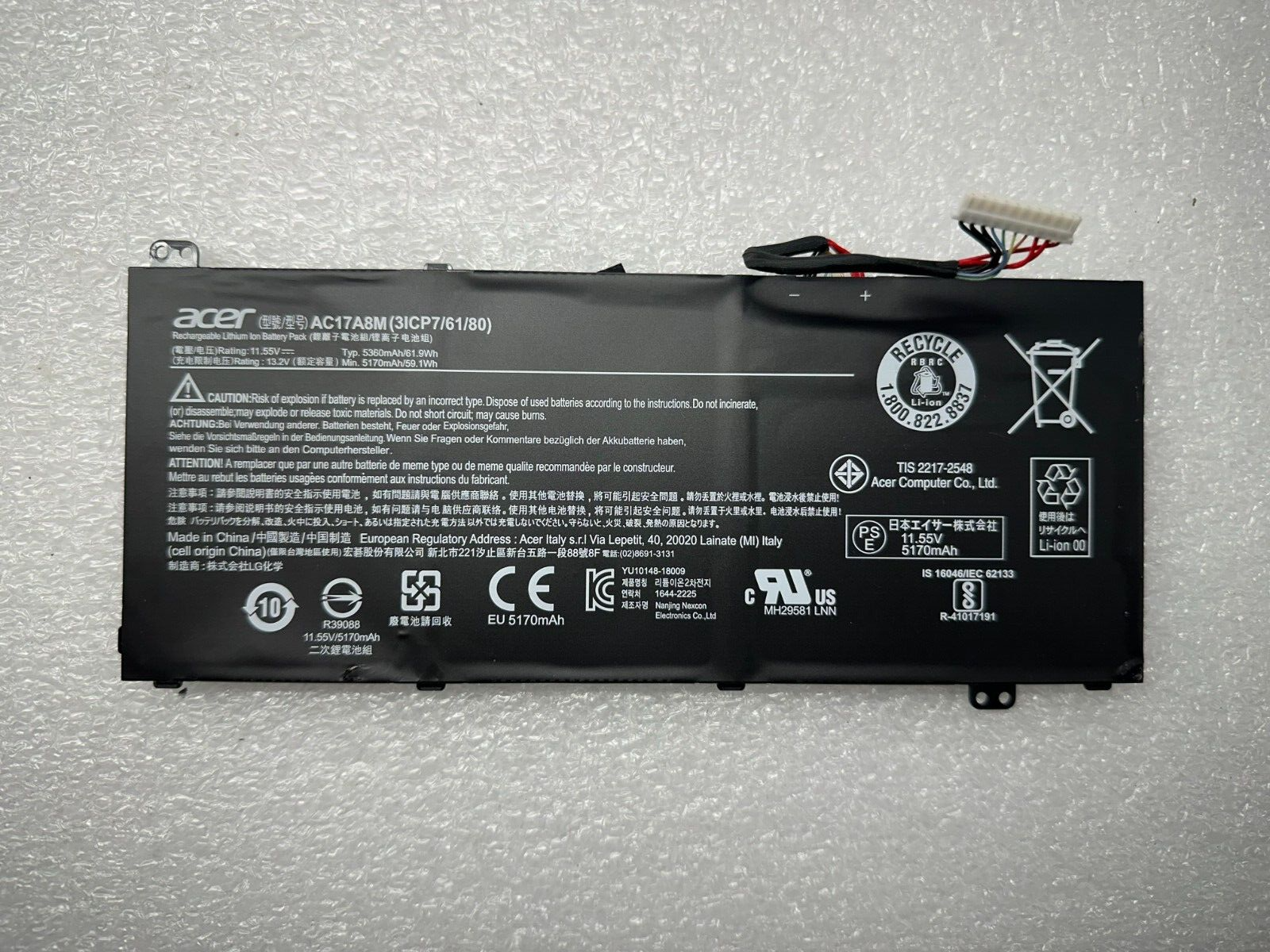 Acer Spin SP314-51-58MV genuine original battery AC17A8M Laptop Battery product photo 1