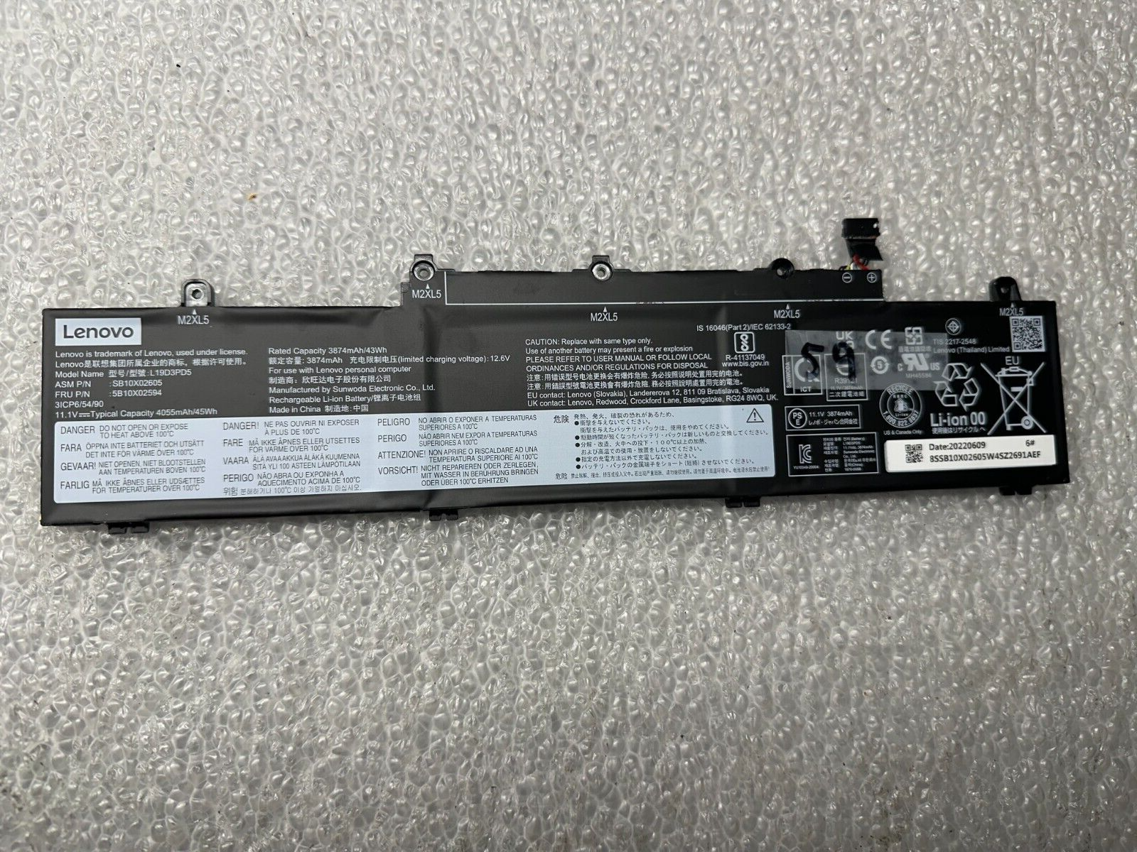 Lenovo Thinkpad E15 Gen 2 genuine original battery L19D3PD5 59 cycles Laptop Battery 20TD 20TE product photo 1