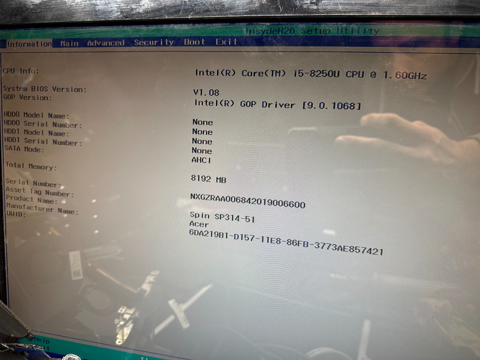Acer Spin SP314-51-58MV 14" Intel i5-8250u 1.6GHz 8Gb Motherboard NB.GUW11.009 Processor product photo 3