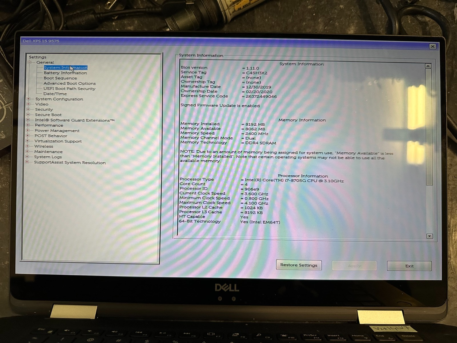 Dell XPS 9575 i7-8705G Motherboard 0D6DD product photo 3