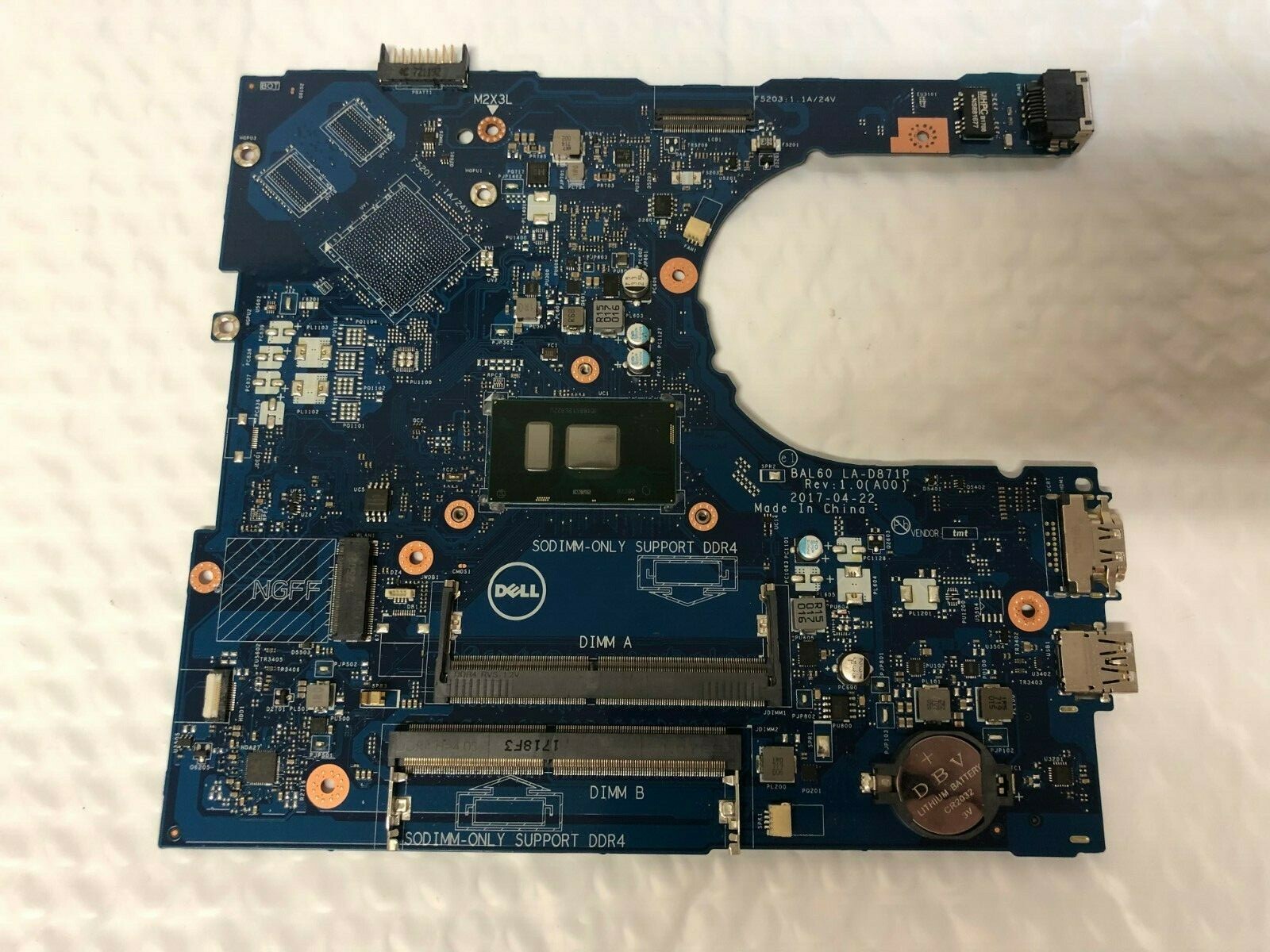 Dell Inspiron 5566 J922J Intel 2.5 GHz Core i5-7200U DDR4 Motherboard product photo 1