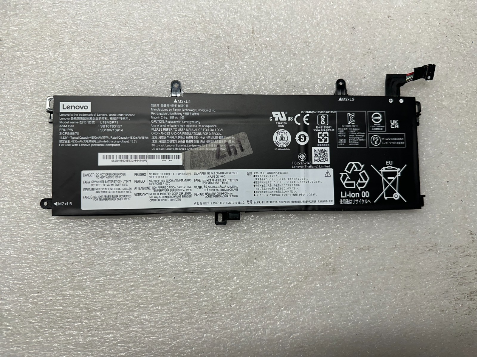 Lenovo 147 cycles -Lenovo Thinkpad P15s Gen 1 genuine original battery L18M3P71 Laptop Battery product photo 1