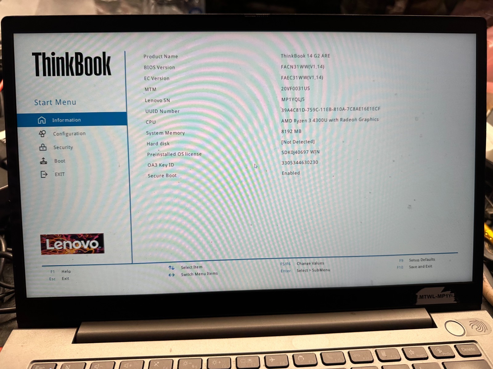 Lenovo Thinkbook 14 G2 ARE AMD Ryzen 3 4300u 8gb Radeon Motherboard 5B21B61941 Processor product photo 3