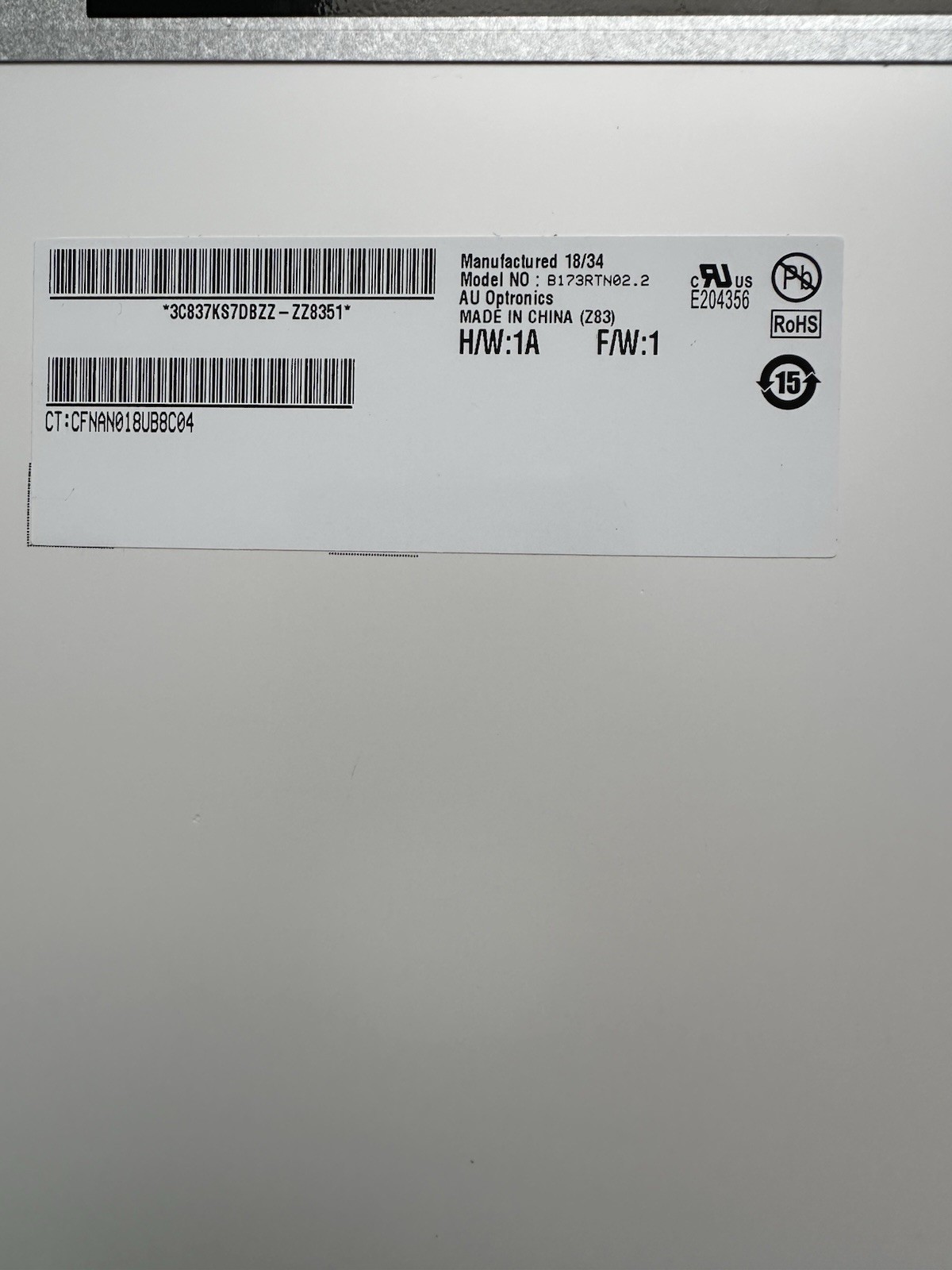 AUO AU Optronics 17.3" LCD Screen Display 30pin Panel B173RTN02.2, L22563-001 Laptop Screen product photo 4