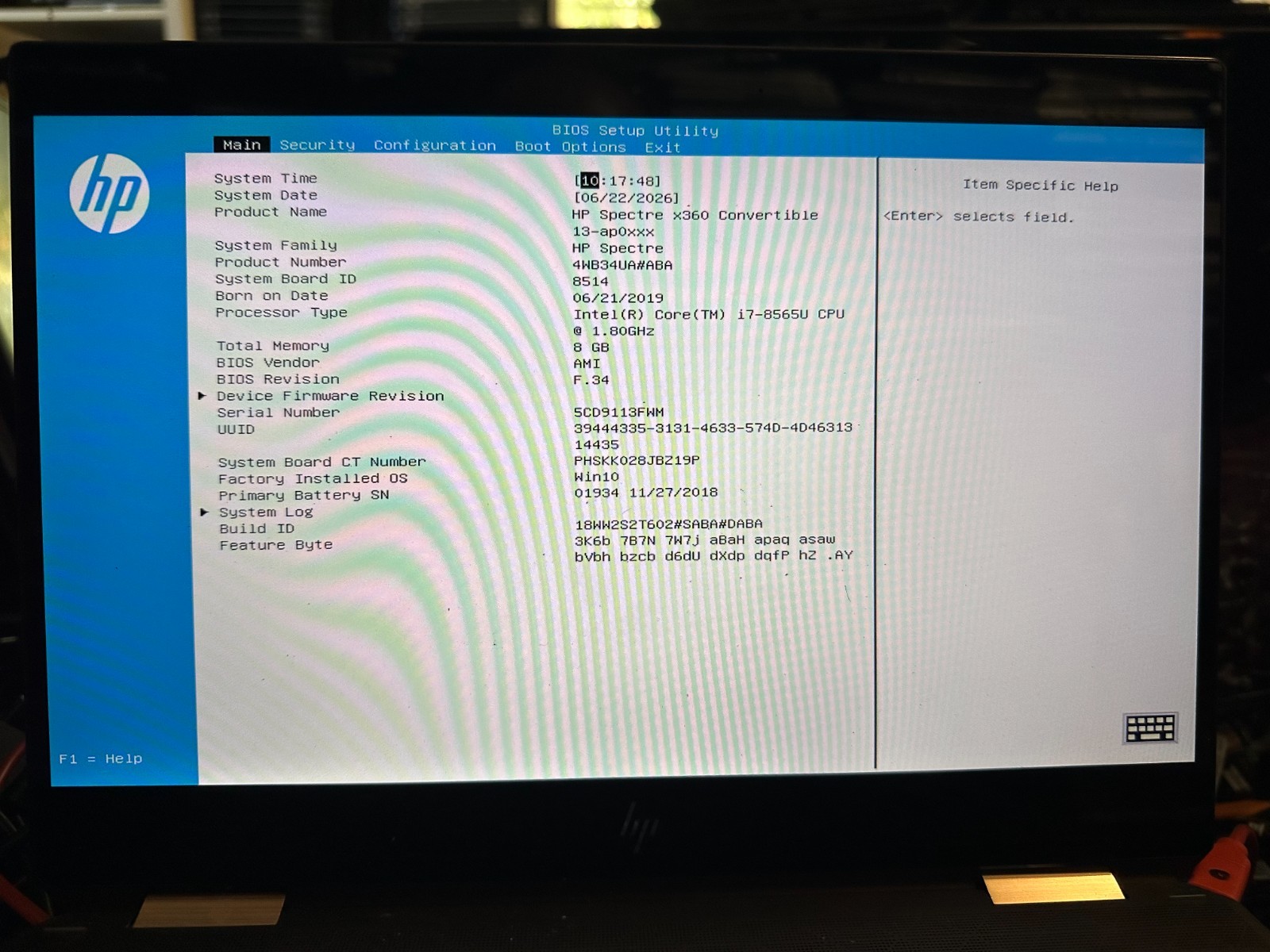 HP Spectre x360 13-ap0013dx i7-8565u Motherboard L37640-601 product photo 3