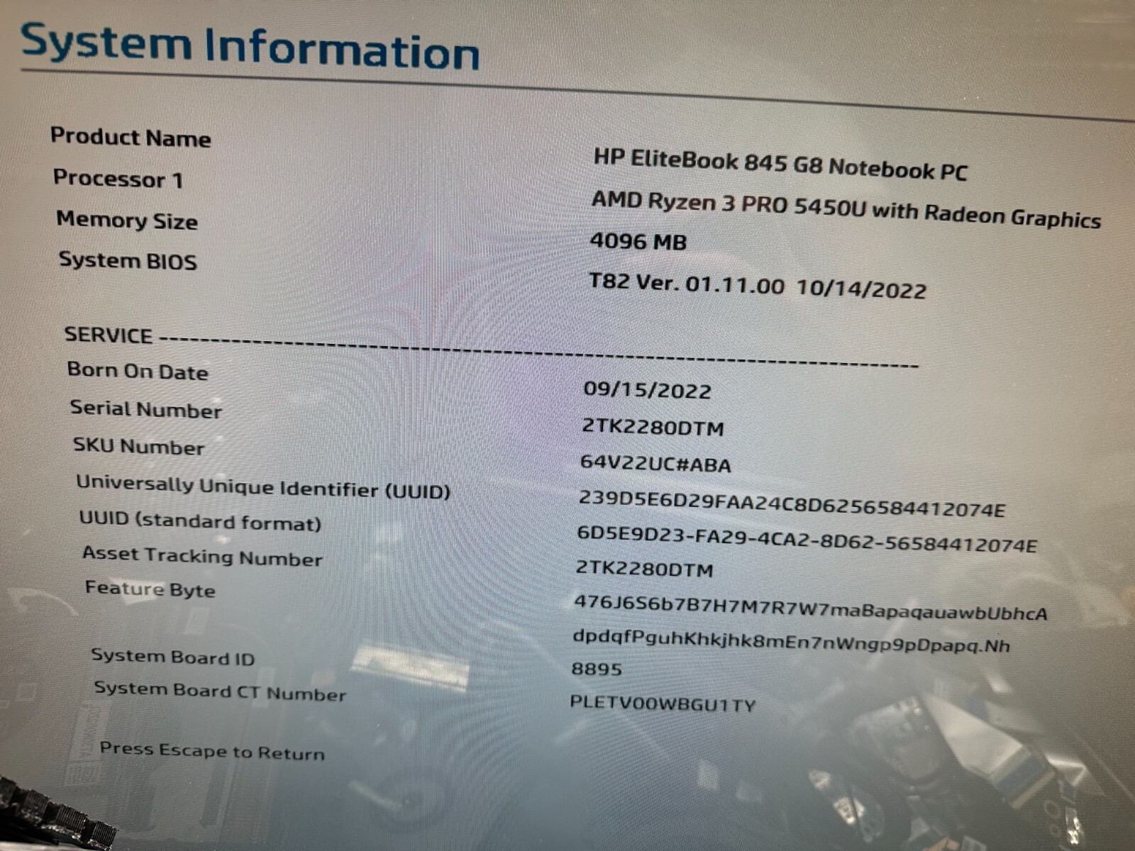 HP Elitebook 845 g8 AMD Ryzen 3 5450u Radeon Motherboard m53481-601 Processor product photo 3