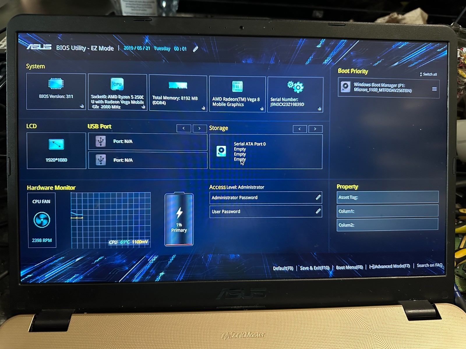 ASUS VivoBook F505Z F505ZA 15.6 AMD Ryzen 5 2500u Radeon 8gb Motherboard Processor product photo 3