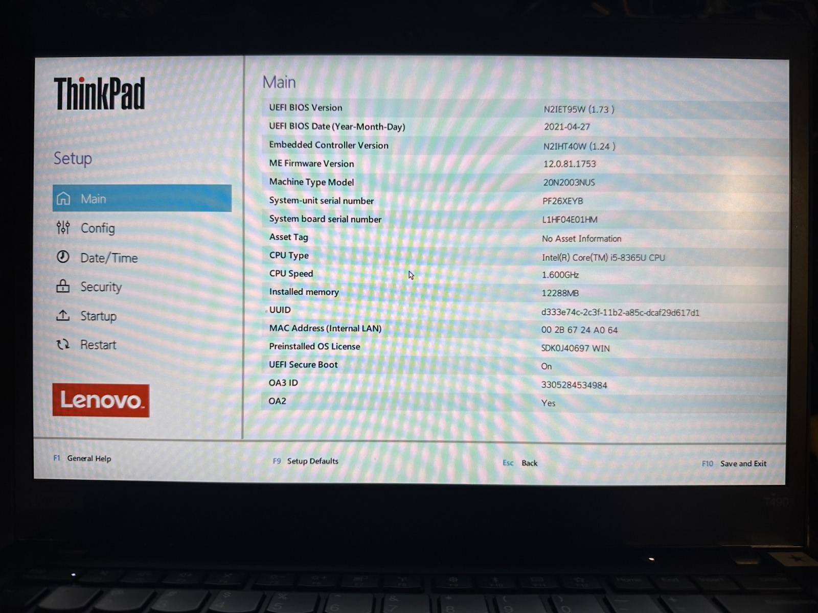 Lenovo Thinkpad T490 i5-8365u 8gb Motherboard 01YT397 product photo 3