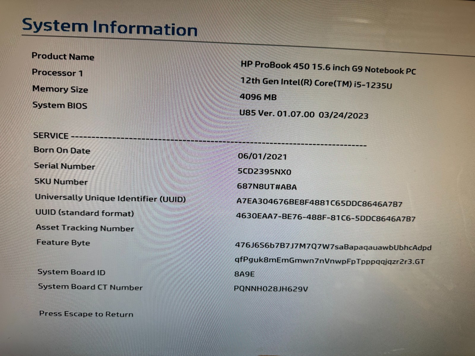 HP ProBook 450 440 G9 Core i5-1235U 1.30 GHz DDR4 Motherboard N01272-601 Processor product photo 3