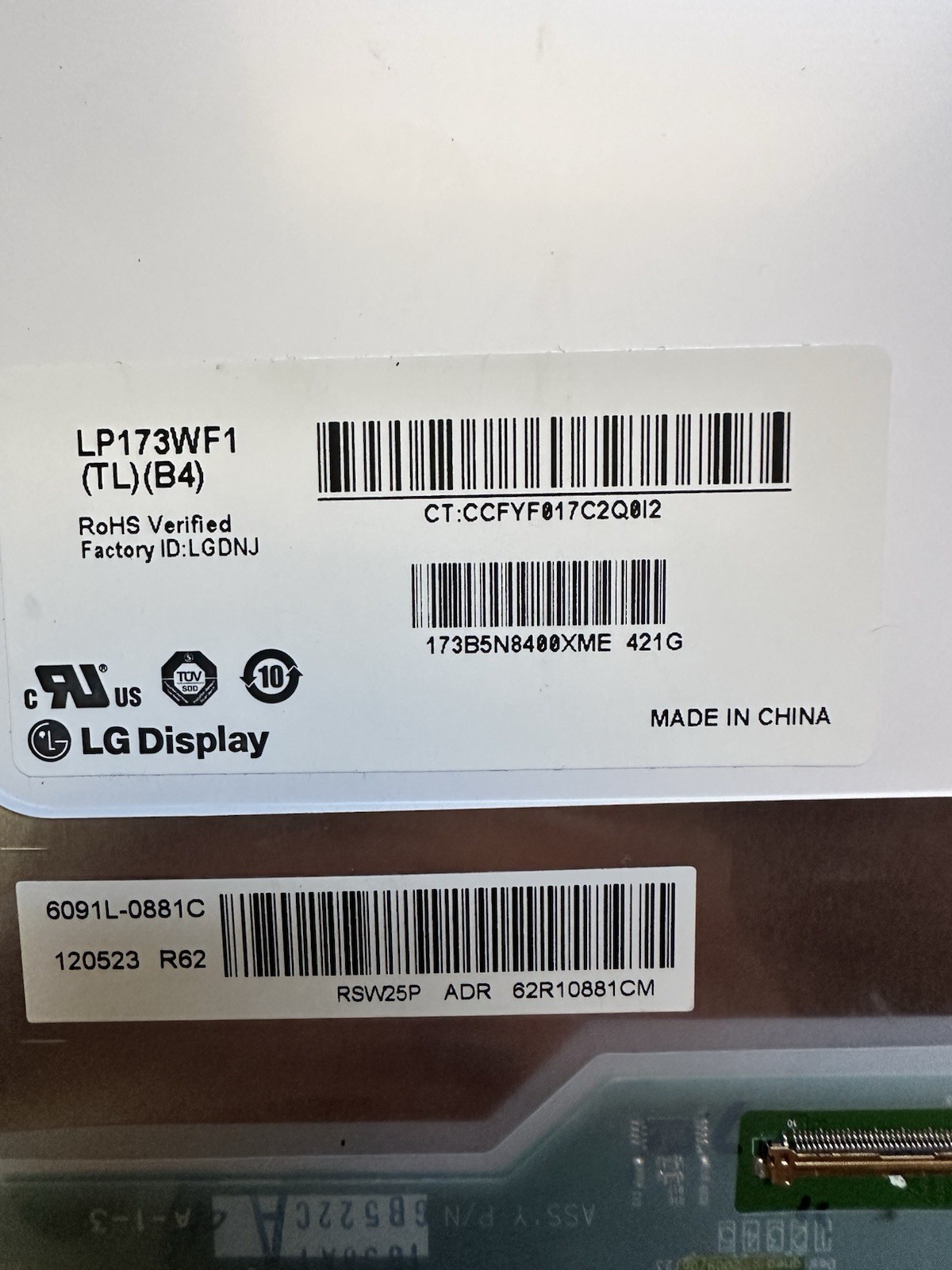 LG Display 17.3" Laptop Matte LCD Screen Display 40pin Panel LP173WF1 (TL)(B4) Laptop Screen LP173WF1-TLB4 product photo 3