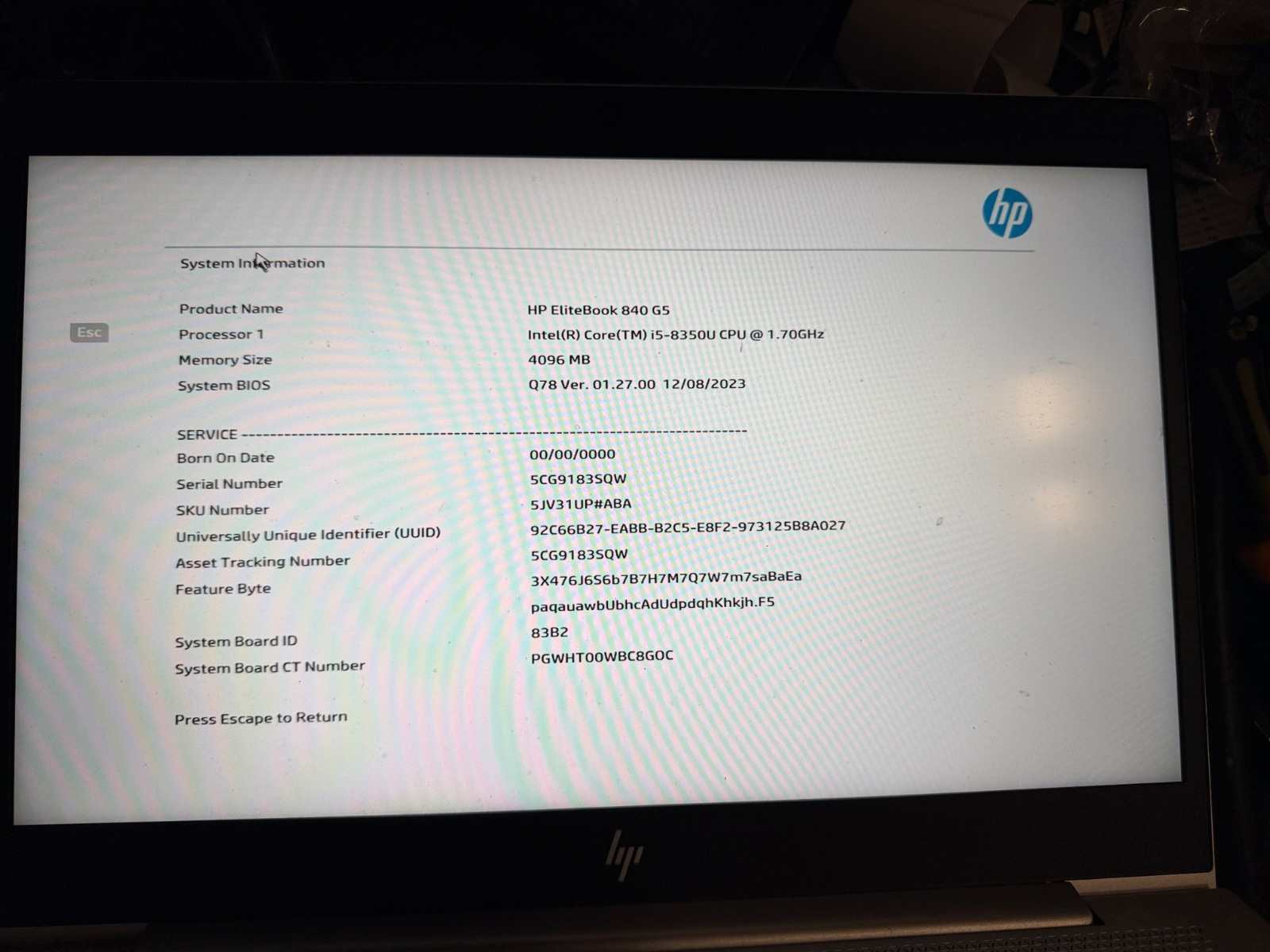 HP Elitebook 840 g5 14in FHD complete lcd screen display panel assembly product photo 3