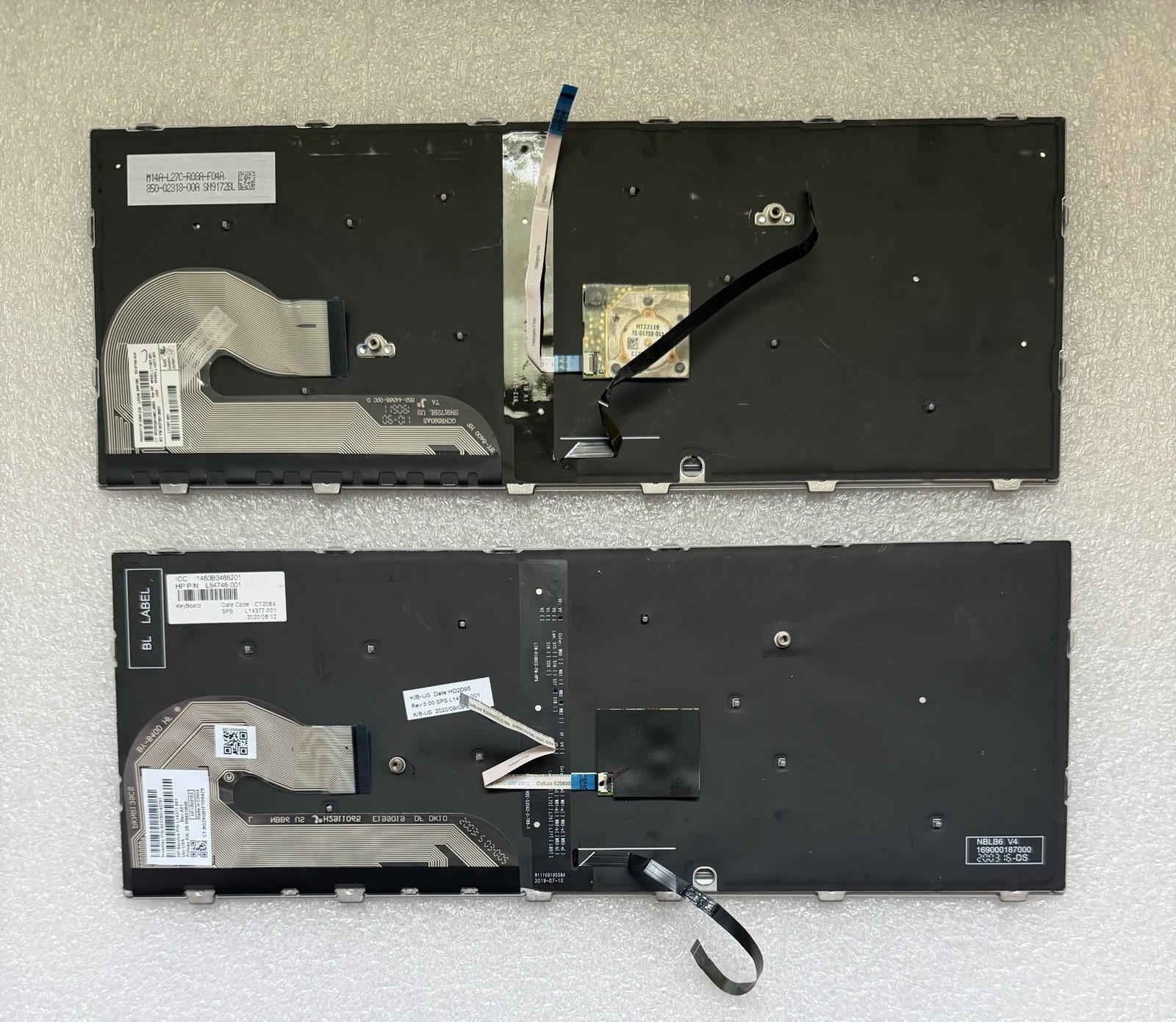 Lot Of 2 HP EliteBook 840 G5 US Backlit Keyboard L14377-001, Silver product photo 2