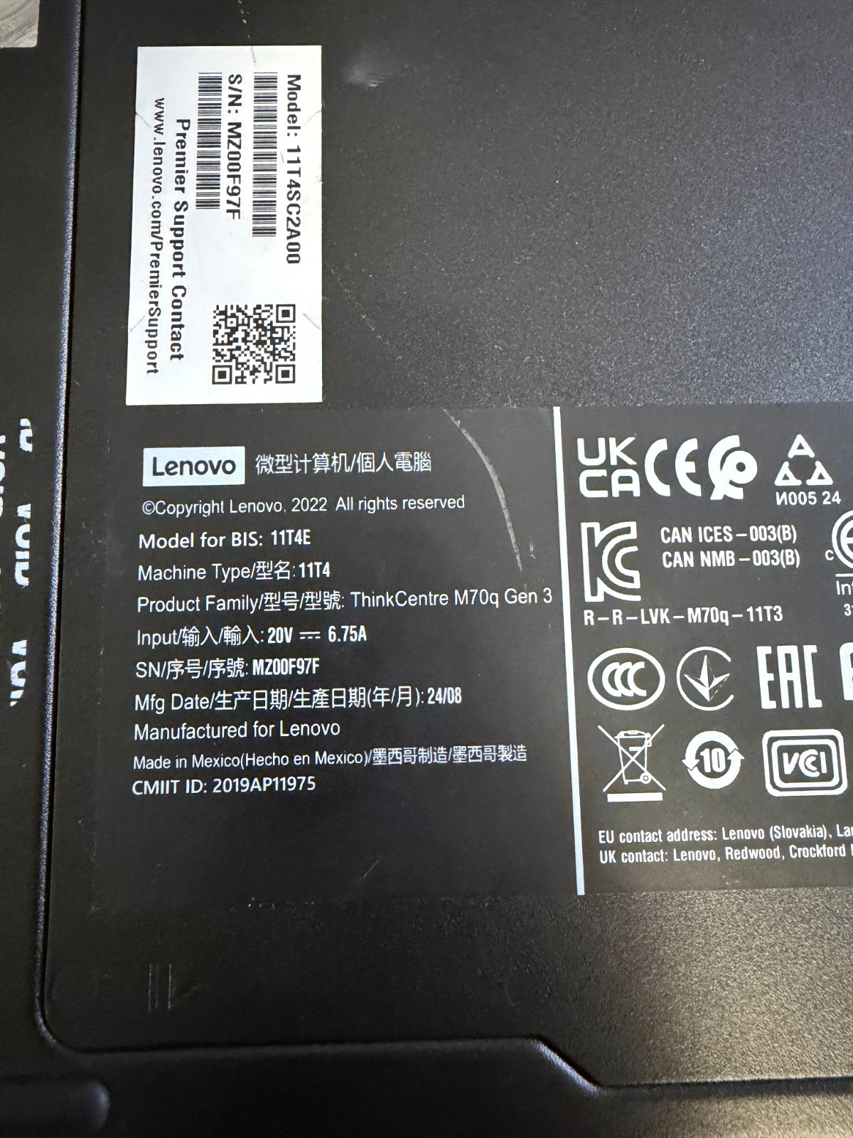 Lenovo ThinkCentre M70q Gen 3 Tiny i5-12500T 250GB SSD 16GB RAM Win 11 Pro product photo 4
