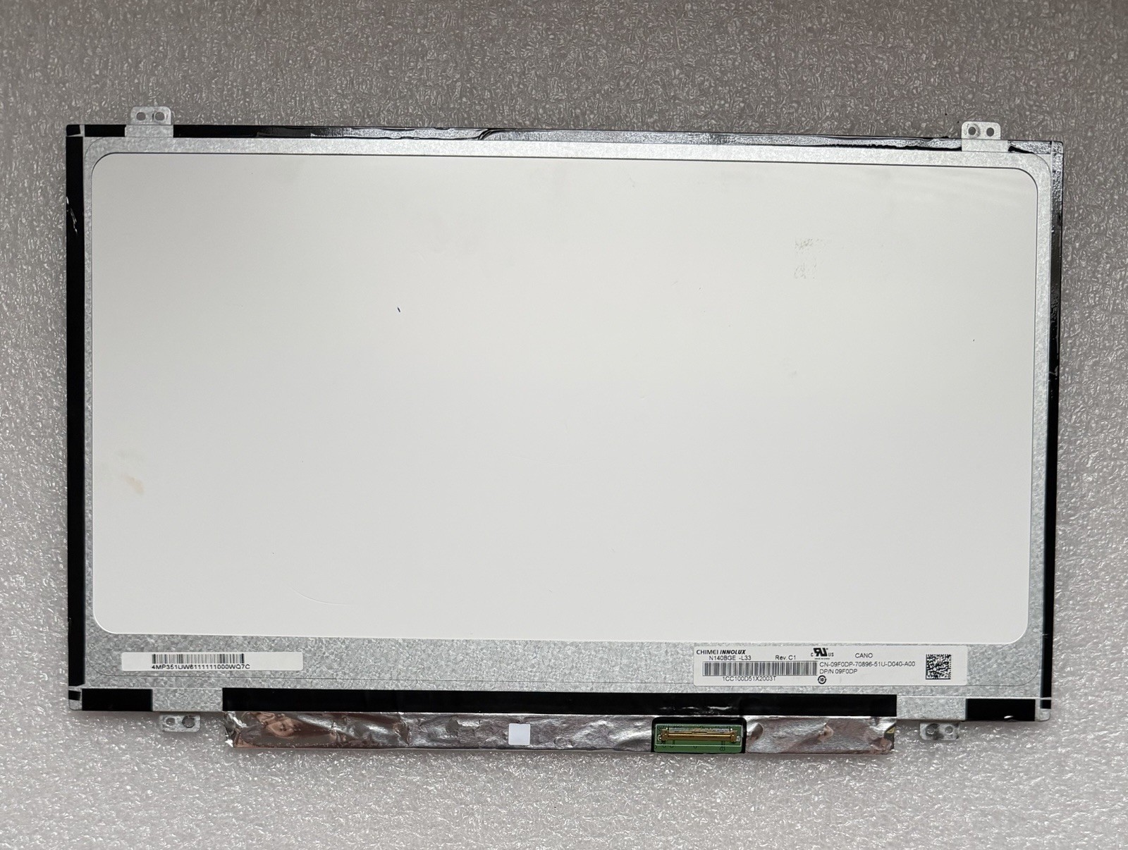 ChiMei InnoLux 14" Matte Laptop LCD HD Screen 40Pin N140BGE-L33 Rev. C1, 9F0DP product photo 2