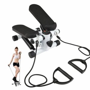 Mini Stepper for Exercise with Resistance Bands - White