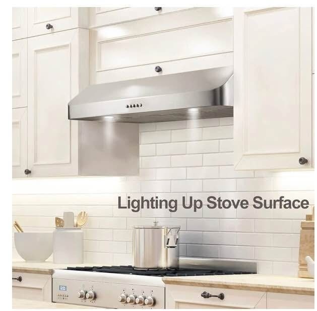 Range Hood 30" Under Cabinet, Kitchen Vent Hood Permanent Stainless Steel Filter - Image 4