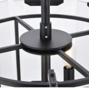 Elegant Lighting Monaco 4 Light 17" Black Pendant Ceiling Light, *FRAME ONLY*