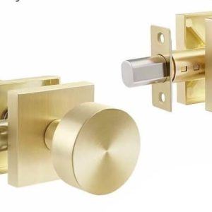 GOLD Door Knob, Front Door Lock Set, Door Knob & Single Cylinder Deadbolt Combo
