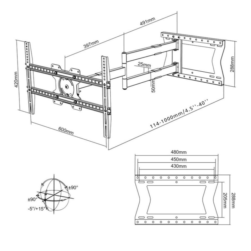 Physix 2100 Long arm TV Wall Mount for 32-75 Inch Screens, Extension up to 40 in - Image 6
