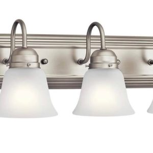 Kichler 24" 3-Light Vanity Bath Light in Brushed Nickel, Modern Bathroom Light