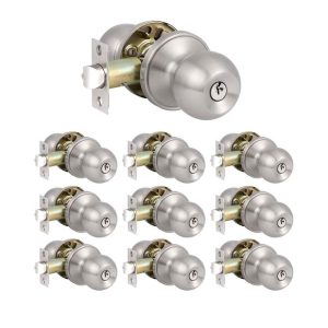 10 PACK of Knobonly Stainless Steel Ball Satin Nickel Finish Door Knobs