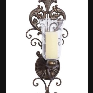 Deco 79 Victorian-Style Metal and Glass Ornate Candle Sconce, 31" H x 10" L