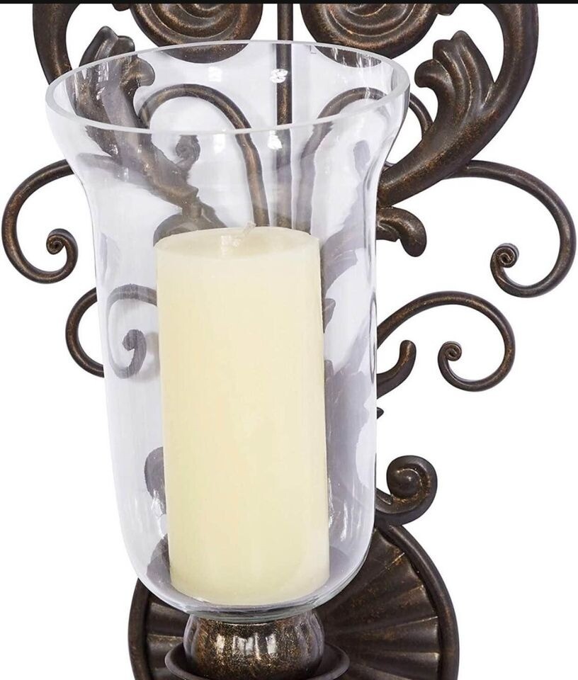 Deco 79 Victorian-Style Metal and Glass Ornate Candle Sconce, 31" H x 10" L - Image 6