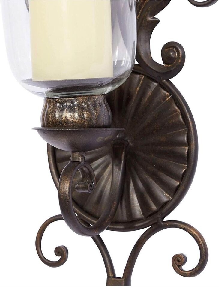 Deco 79 Victorian-Style Metal and Glass Ornate Candle Sconce, 31" H x 10" L - Image 7